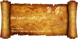 Weiger Győző névjegykártya